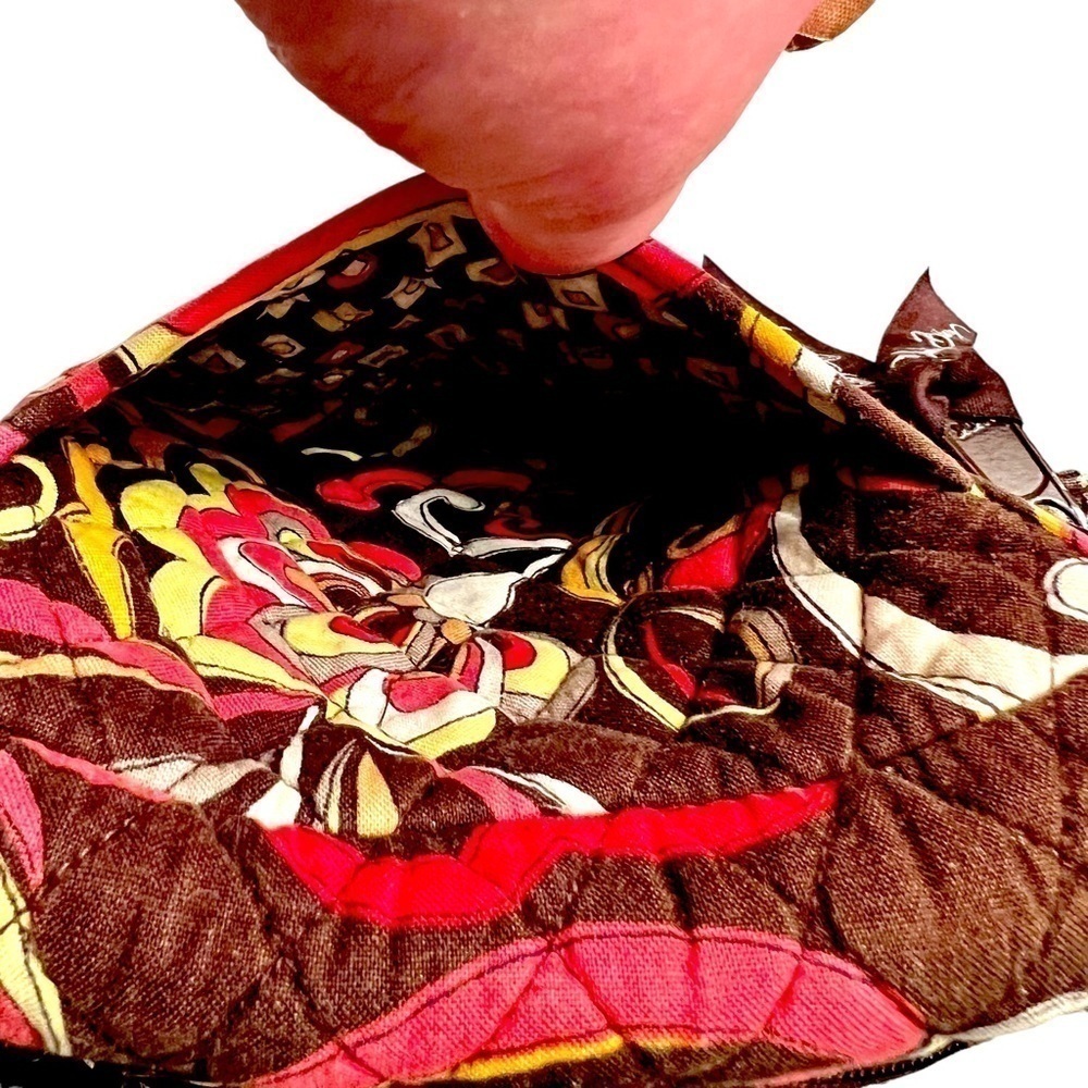 Vera Bradley Puccini Mini Crossbody Hipster Retried Brown Yellow Quilted Cotton - Picture 15 of 15